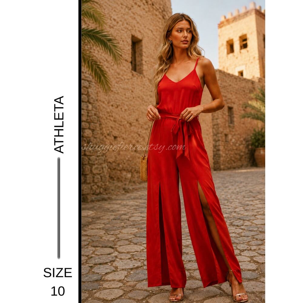 MSRP: $148 ✨ Athleta Silky Wide-Leg Front Slit Jumpsuit – Size 10 ✨SAME DAY SHIP